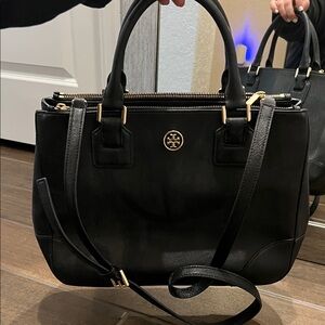 Tory Burch Black Satchel with Gold Details